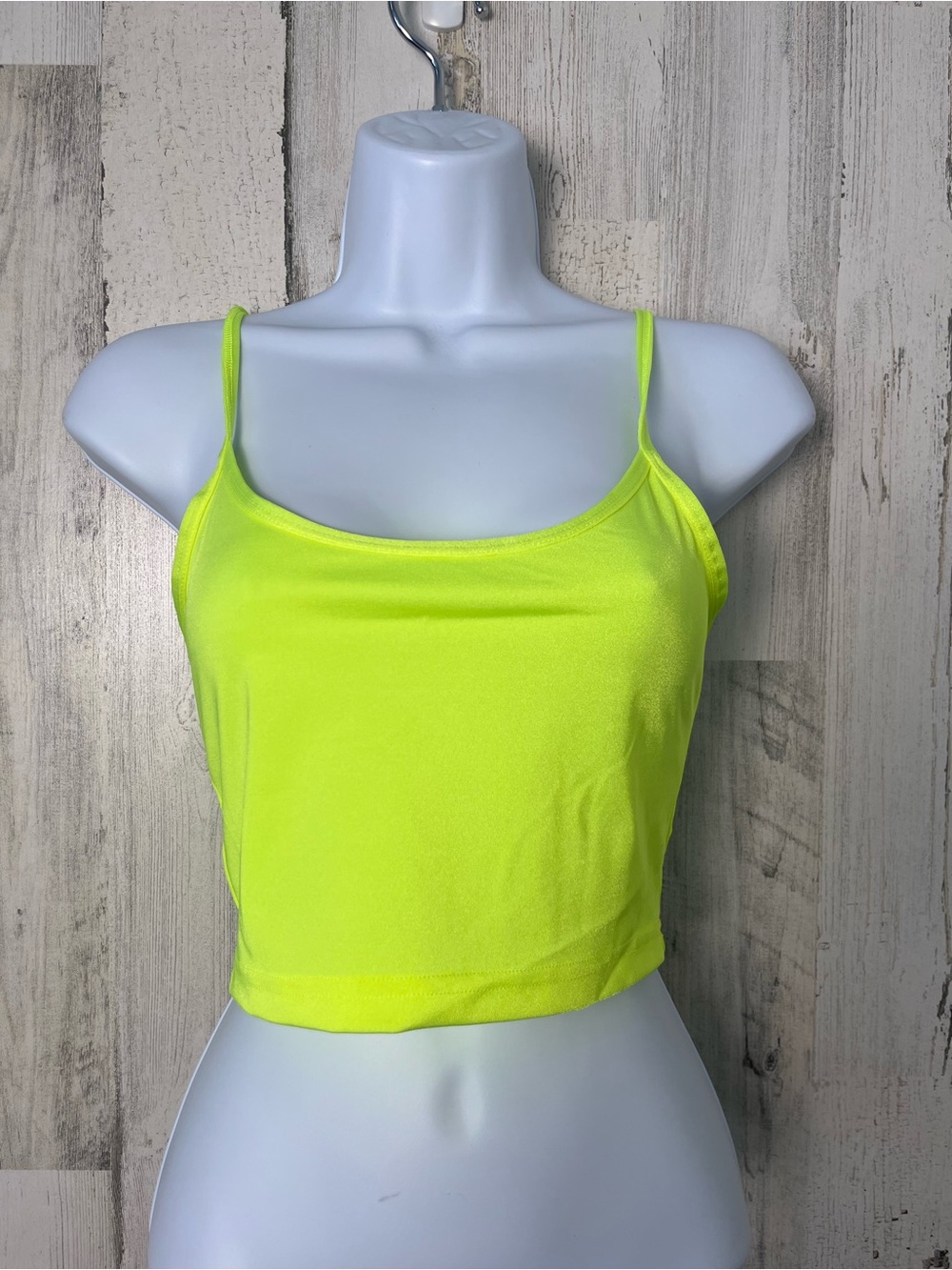TNA Neon Yellow Spaghetti Strap Crop Camisole medium